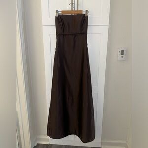 Strapless chocolate brown gown